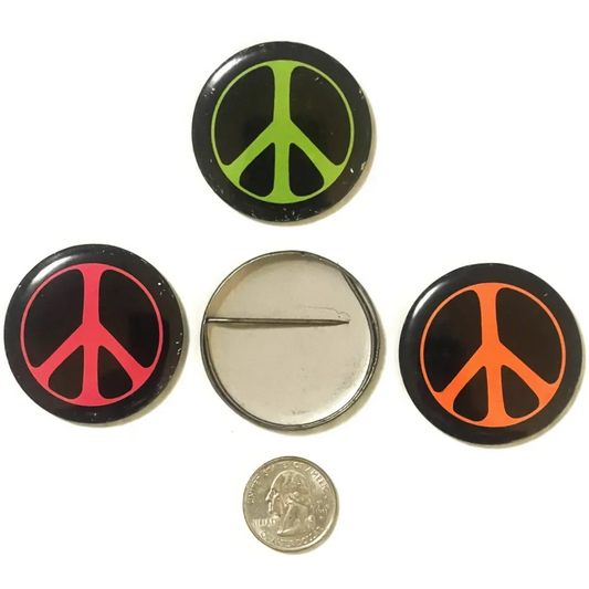 Vintage 1960s USA Neon Peace Pin Pinback Civil Rights Vietnam War Americana! Collectibles Pin: