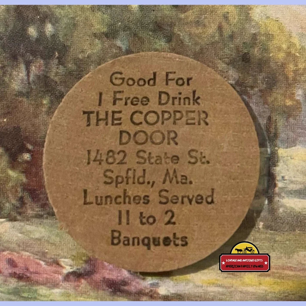 Vintage Wooden Nickel The Copper Door Springfield Ma 1960s - Advertisements - Antique Beer And Alcohol Memorabilia.