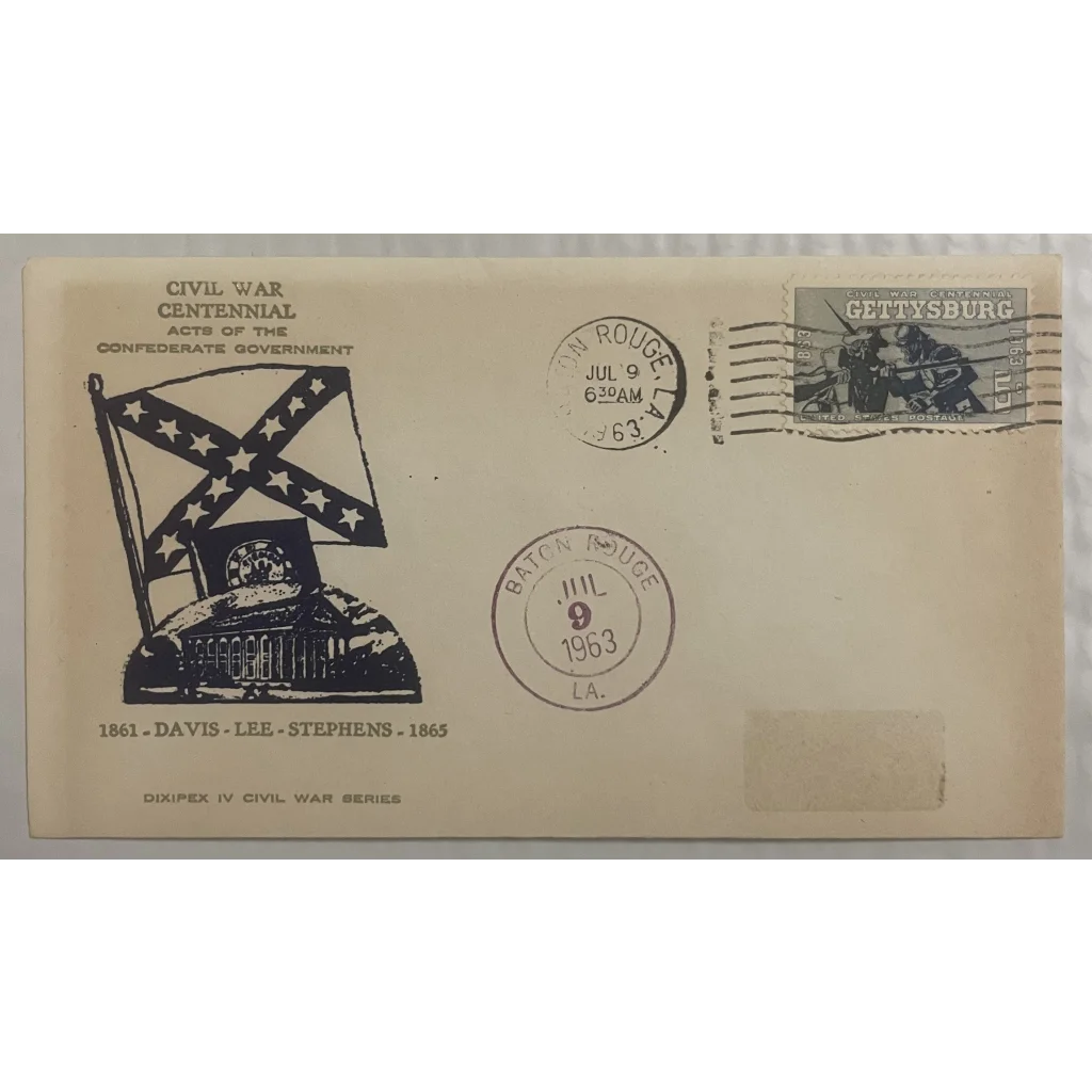 Vintage 1961 Civil War Centennial Series Dixie Embossed Stamped Envelope Collectibles Antique Collectible Items |