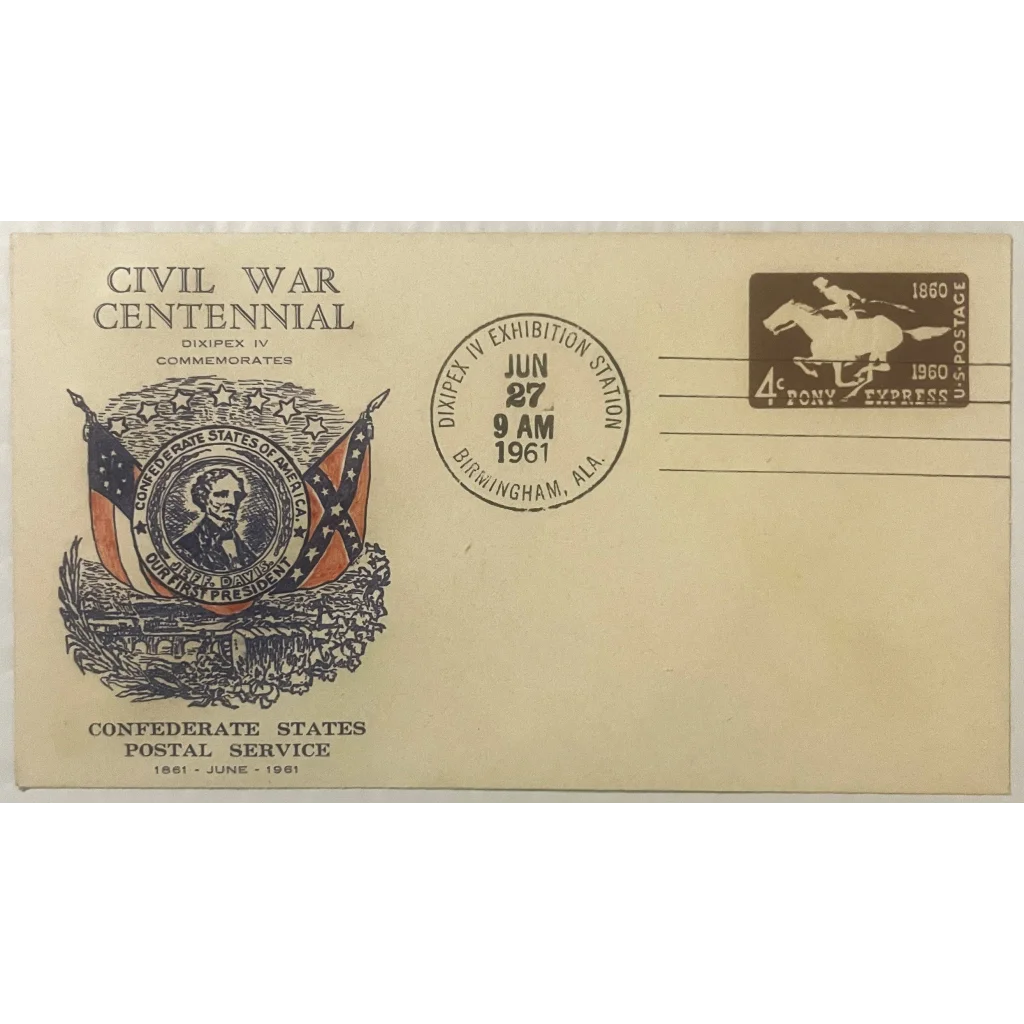 Vintage 1961 📯 Civil War Centennial Series Jefferson Davis Stamped Envelope Collectibles Rare