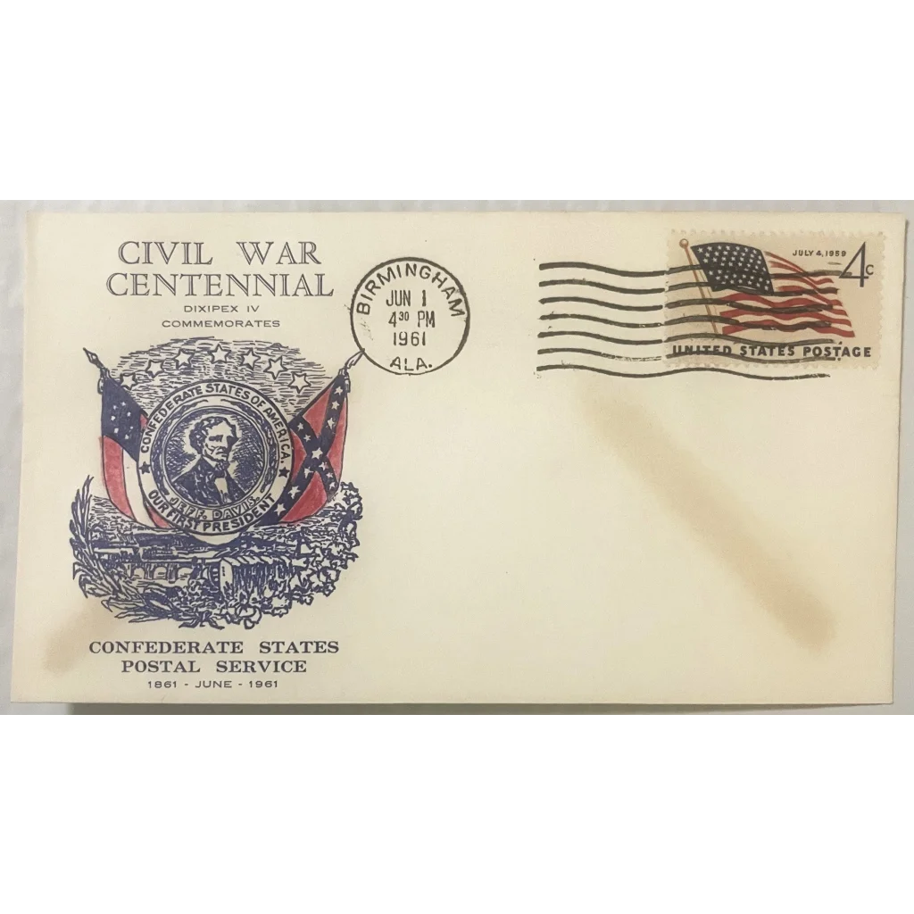 Vintage 1961 📯 Civil War Centennial Series Jefferson Davis Stamped Envelope Collectibles Antique Collectible Items