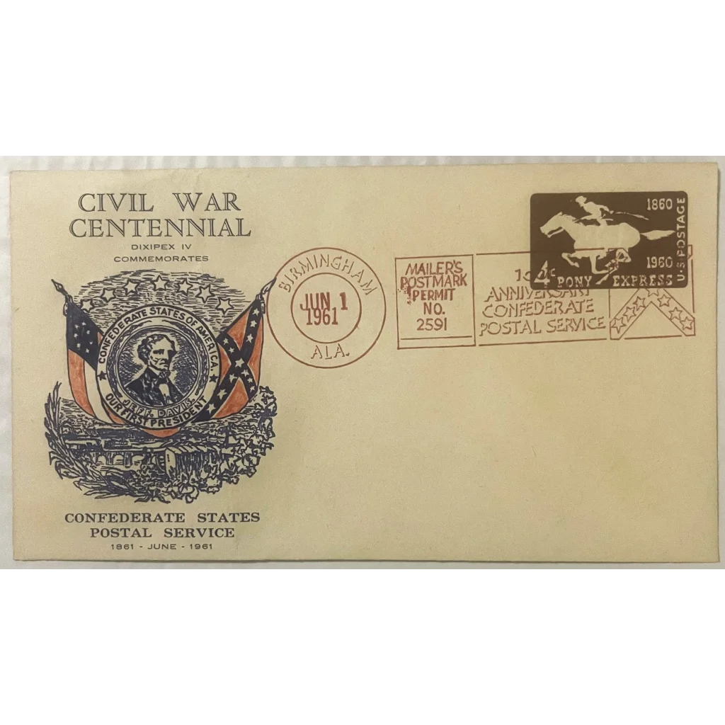 Vintage 1961 📯 Civil War Centennial Series Jefferson Davis Stamped Envelope Collectibles and Antique Gifts Home page