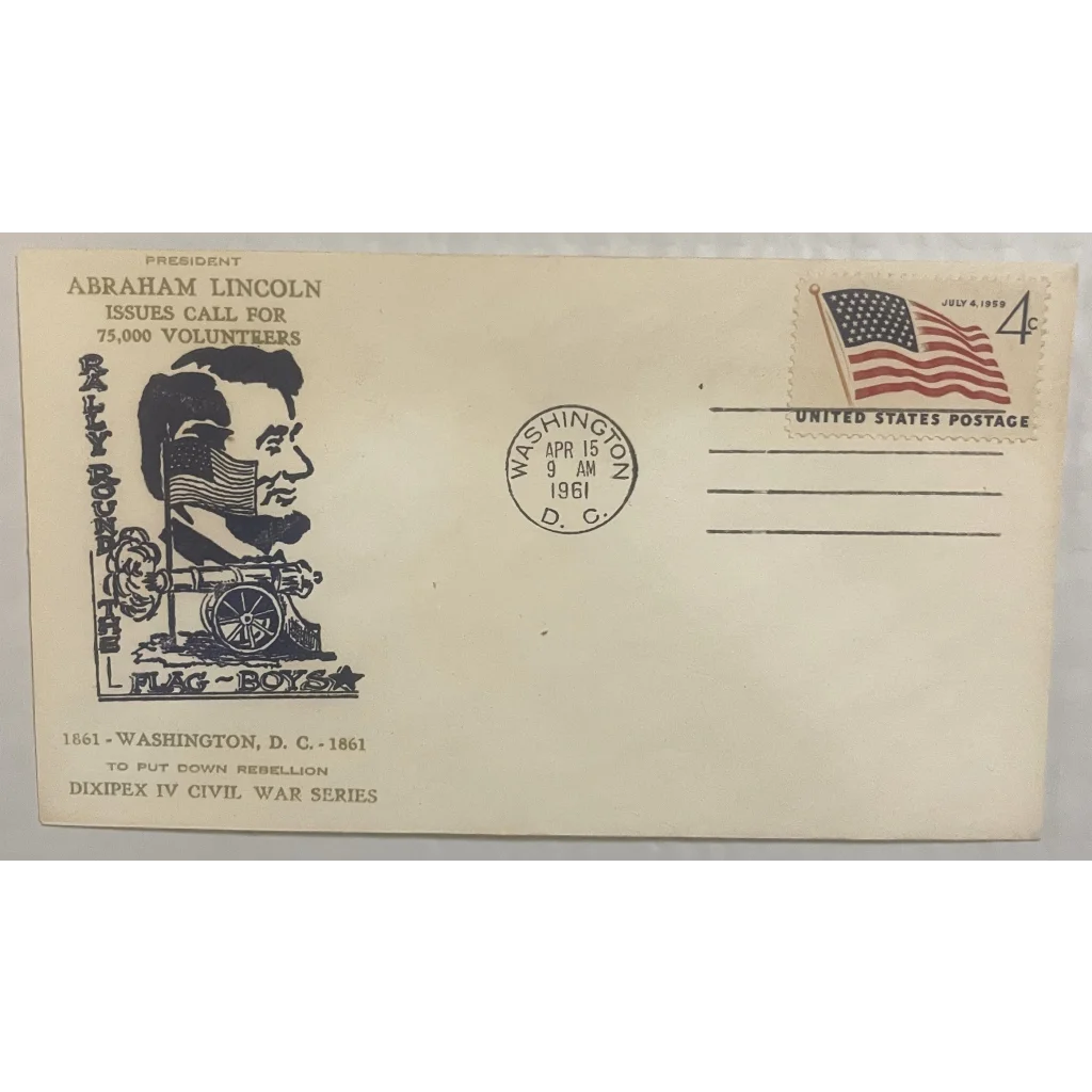 Vintage 1961 📣 Civil War Centennial Series Lincoln Embossed Stamped Envelope Collectibles Envelope: A Historic