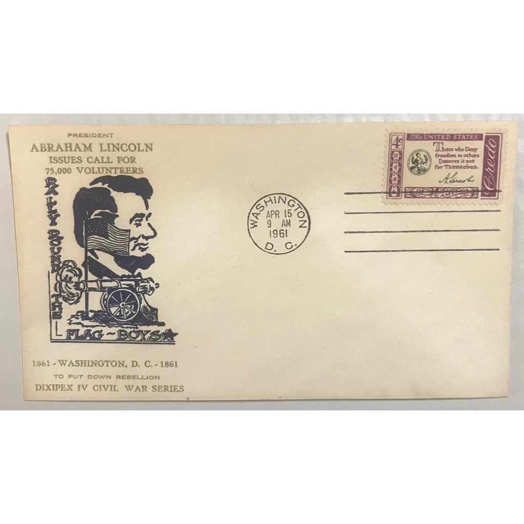 Vintage 1961 📣 Civil War Centennial Series Lincoln Embossed Stamped Envelope Collectibles Antique Collectible Items |