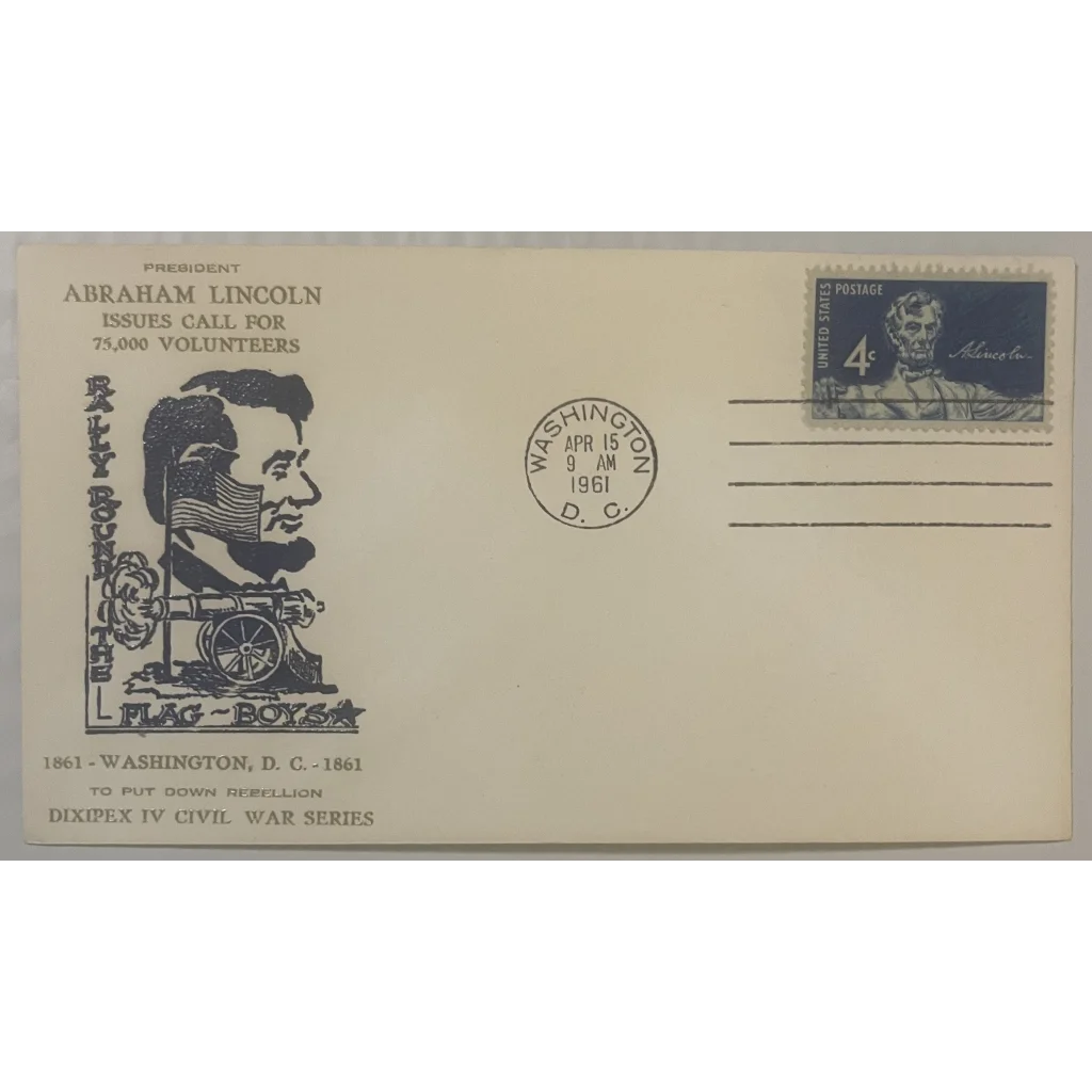 Vintage 1961 📣 Civil War Centennial Series Lincoln Embossed Stamped Envelope Collectibles and Antique Gifts Home