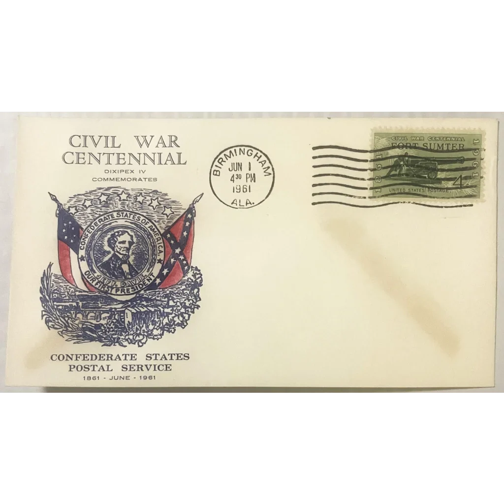 Civil War Jefferson Davis Stamped Envelope with Confederate postal service imagery