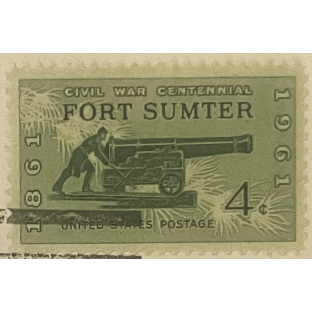 United States postage stamp for Civil War centennial featuring soldier with cannon