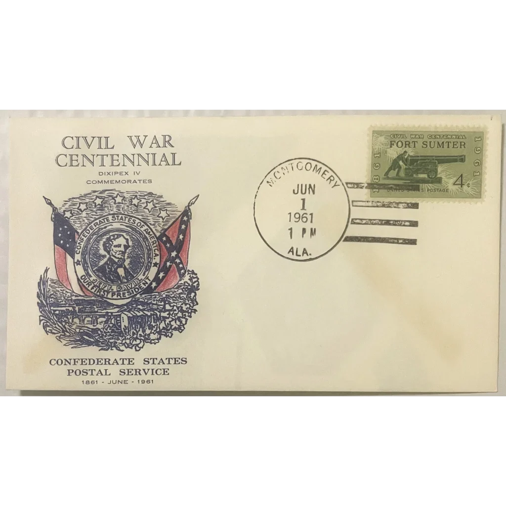 Civil War Jefferson Davis Stamped Envelope with Fort Sumter stamp and Confederate design