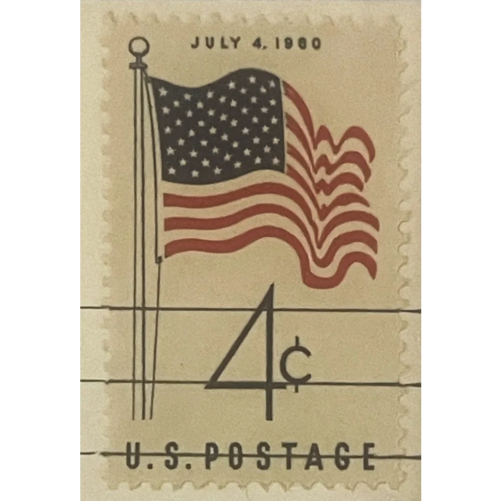 United States postage stamp with American flag design from July 4, 1960 on Jefferson Davis envelope