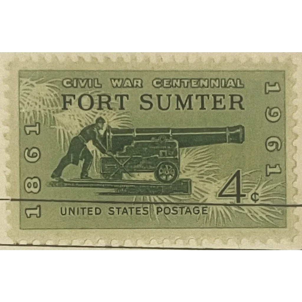 Civil War postage stamp of Fort Sumter with soldier and cannon on rare Jefferson Davis envelope