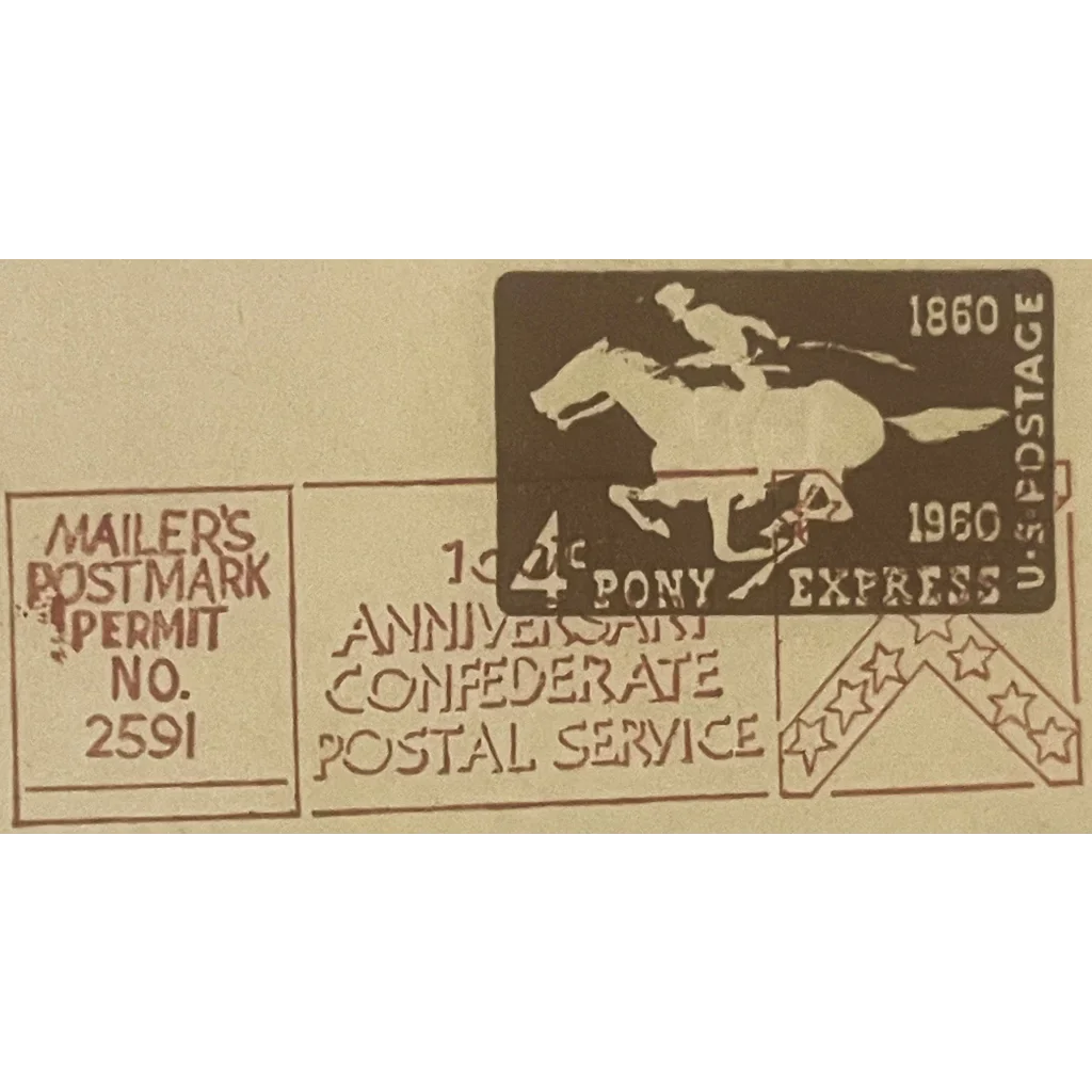 Postage stamp celebrates 124th anniversary of Confederate Postal Service and Pony Express