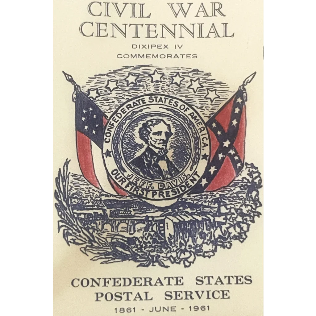 Commemorative stamp design of Jefferson Davis for Civil War Centennial on stamped envelope