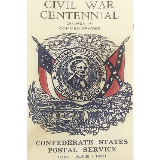 Commemorative stamp design of Jefferson Davis for Civil War Centennial on stamped envelope