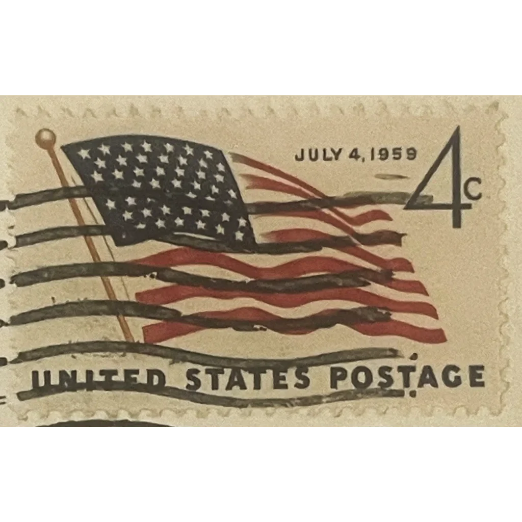 United States postage stamp with American flag from 1959 on a rare Jefferson Davis envelope