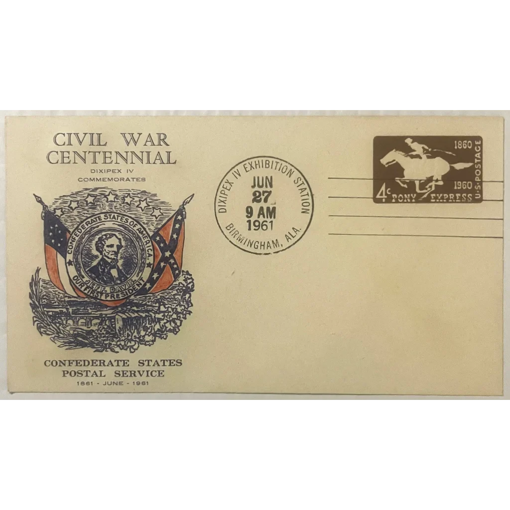 Rare 1961 Stamped Envelope featuring Jefferson Davis and Civil War Centennial postmark