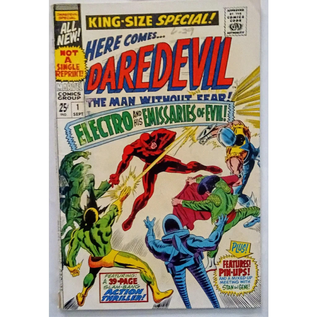 Vintage 1967 Daredevil Annual Marvel Comics cover with Electro and the Hand