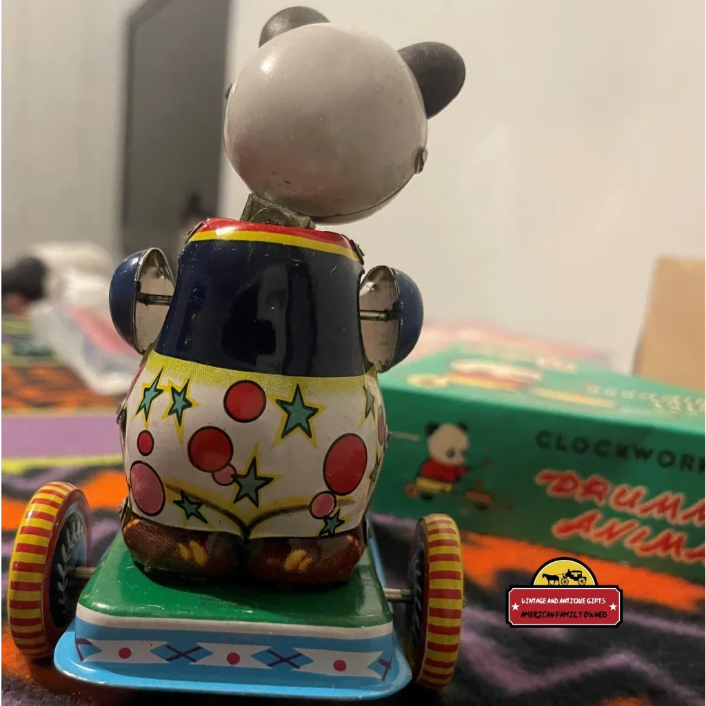 Vintage 1970s - 1980s Tin Wind Up Clockwork Drumming Panda Toy Unopened in Box! Collectibles Unique Toys Rare - 1970s