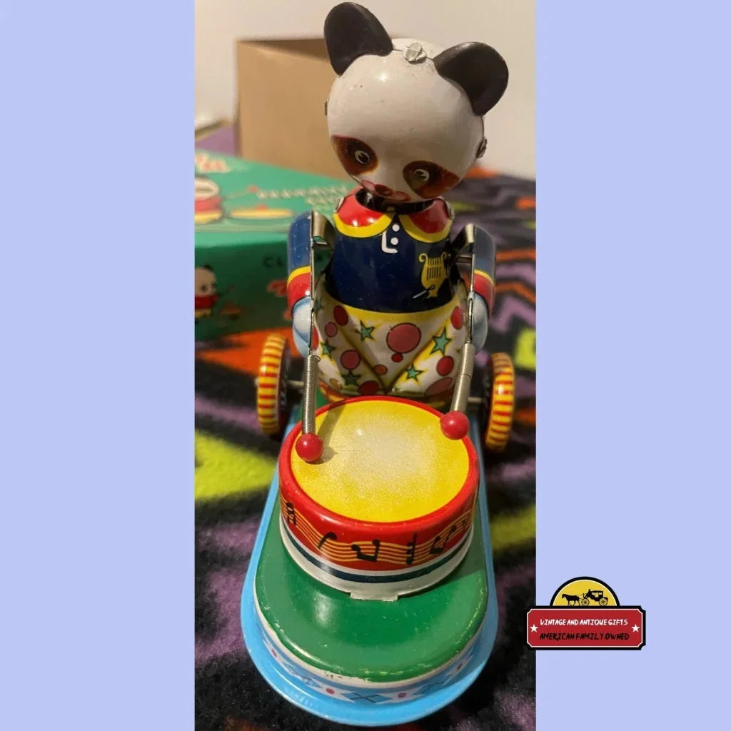 Vintage 1970s - 1980s Tin Wind Up Clockwork Drumming Panda Toy Unopened in Box! Collectibles and Antique Gifts Home
