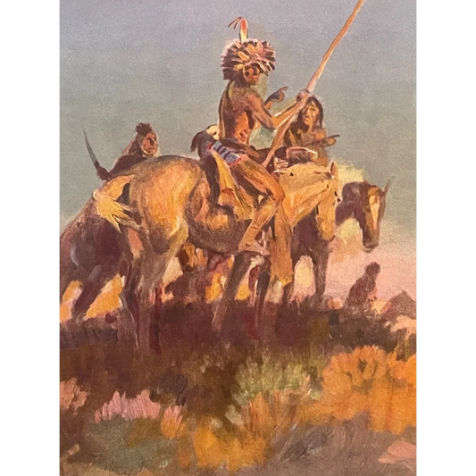 Vintage 1970s Art Print Charles Russell Native American Western Decor! 🦬 Collectibles Timeless Beauty: