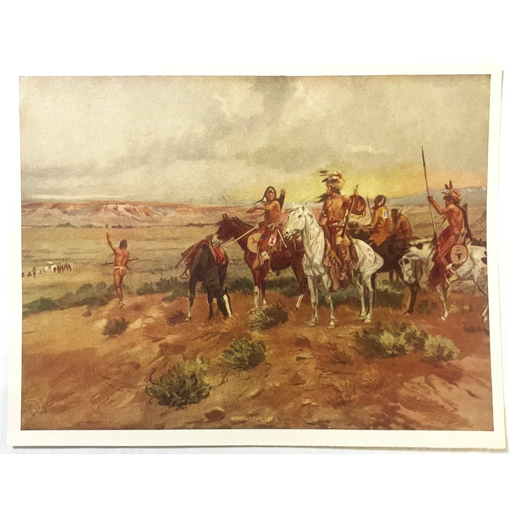 Vintage 1970s Charles Russell American Western Art Print War Party Patrolling! Collectibles Antique Collectible Items |