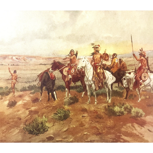 Vintage 1970s Charles Russell American Western Art Print War Party Patrolling! Collectibles Antique Collectible Items