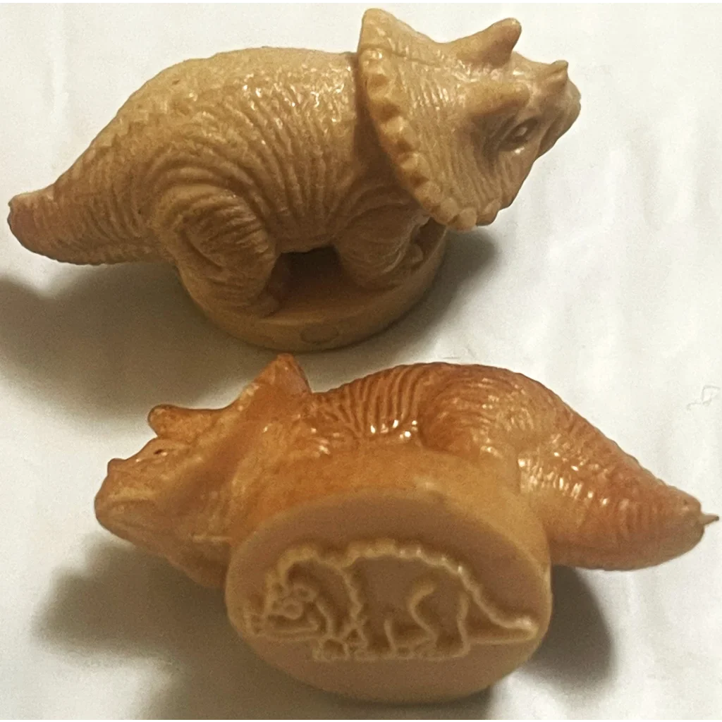 Plastic toy Triceratops dinosaur rubber figurine from vintage rubber stamps collection