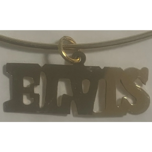 Vintage 1970s Gold Colored Elvis Choker Necklace King of Rock and Roll Collectibles in Style