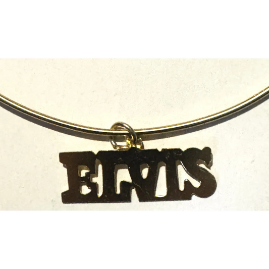 Gold-colored Elvis pendant choker necklace rocks vintage 1970s style