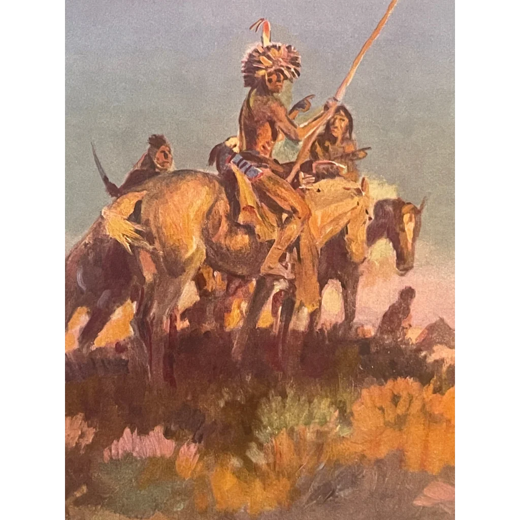 Vintage 1970s Art Print Charles Russell Native American Western Decor! 🦬 Collectibles Antique Collectible Items