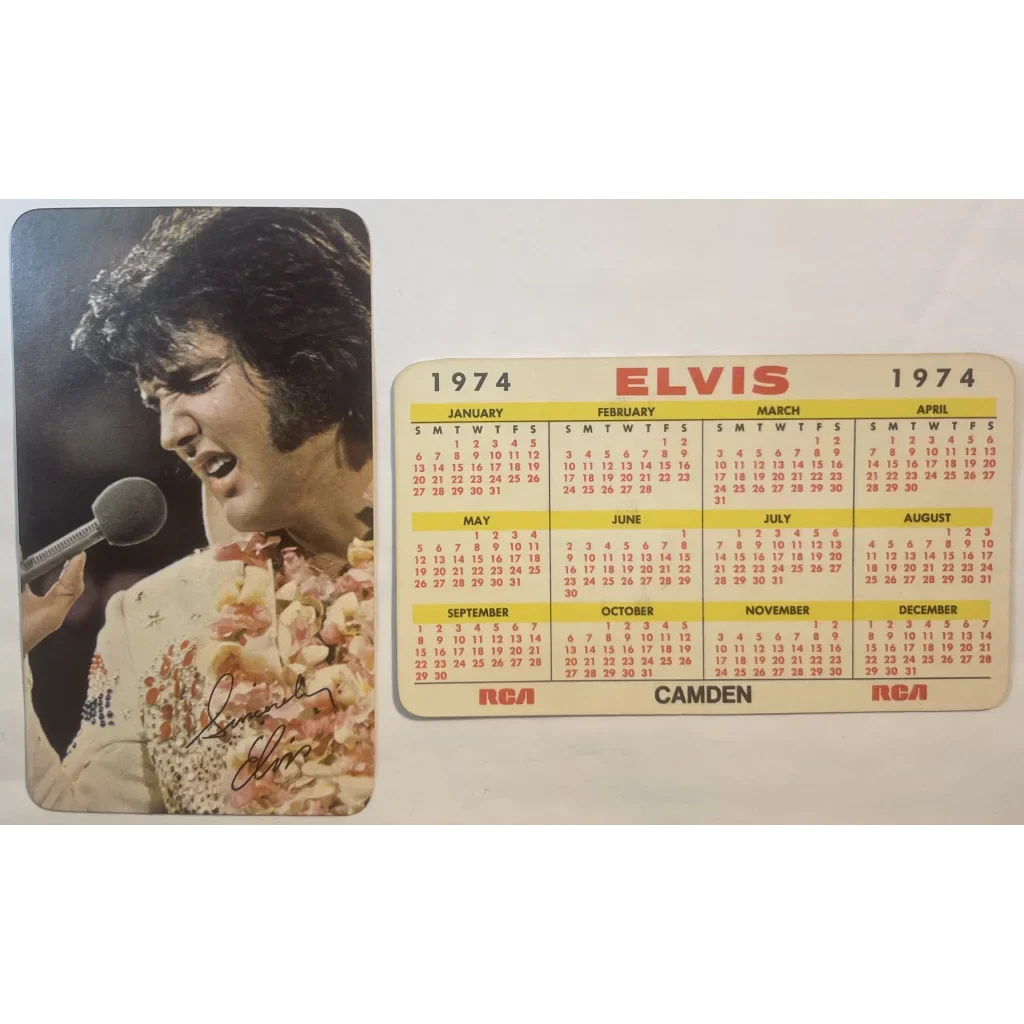 Rare 1974 Elvis Presley Card Calendar showcasing the King performing live