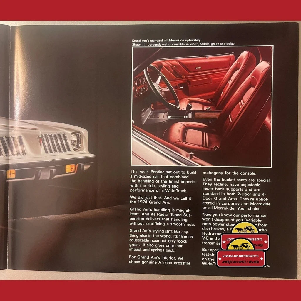 Vintage 1974 Pontiac Grand Am Dealer Brochure Mi Advertisements and Antique Gifts Home page Rare - Pristine Find