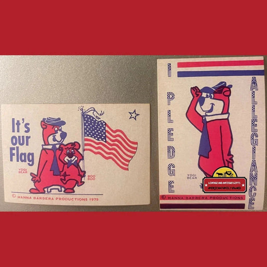 Vintage 1975 Patriotic Bicentennial Yogi Bear Boo Stickers Advertisements Retro - Collectibles by Hanna Barbera!