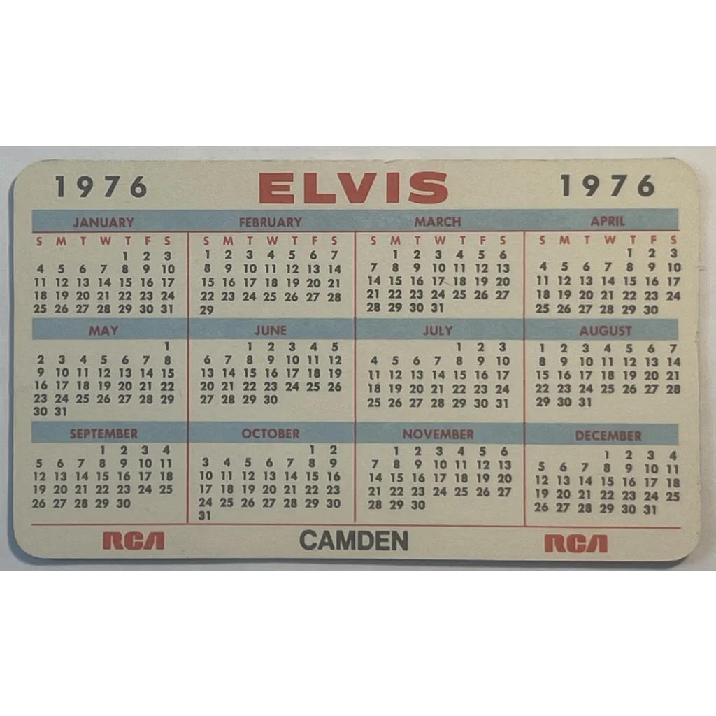 Vintage 1976 Elvis Presley Card Calendar RCA Records A Year Before His Tragic Death! Collectibles and Antique Gifts