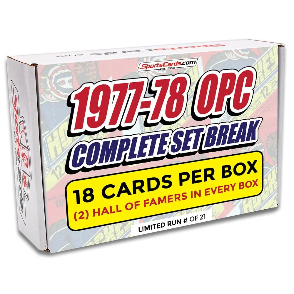 Box of 1977-78 O-Pee-Chee hockey cards from a vintage hockey complete set break