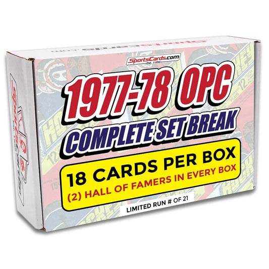 Box of 1977-78 O-Pee-Chee hockey cards from a vintage hockey complete set break