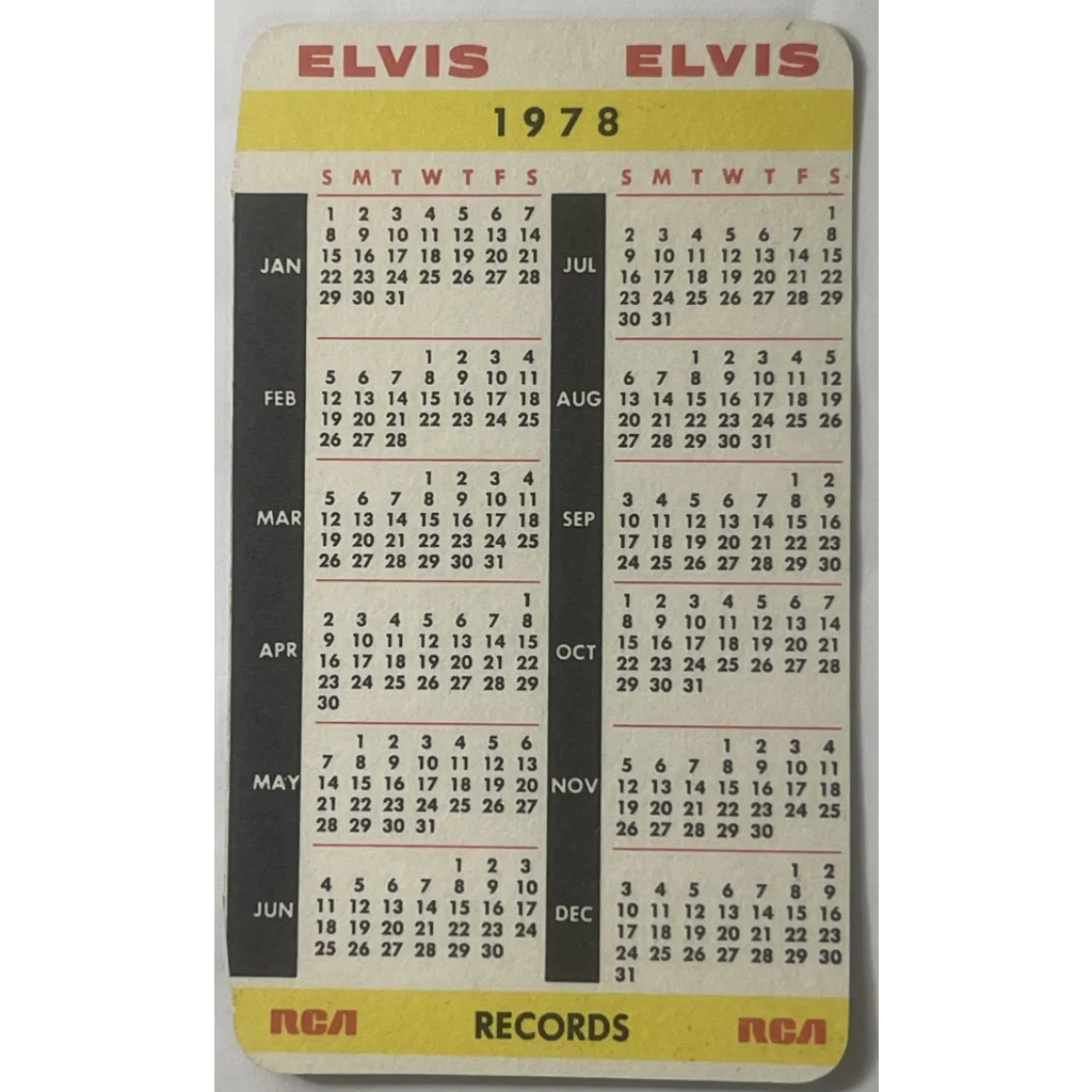 Vintage 1978 Elvis Presley Card Calendar RCA Records With Santa! Collectibles Antique Collectible Items | Memorabilia