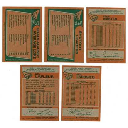 Vintage 1978 Topps Hockey Cards with Mike Bossy, Guy Lafleur, and Ken Dryden