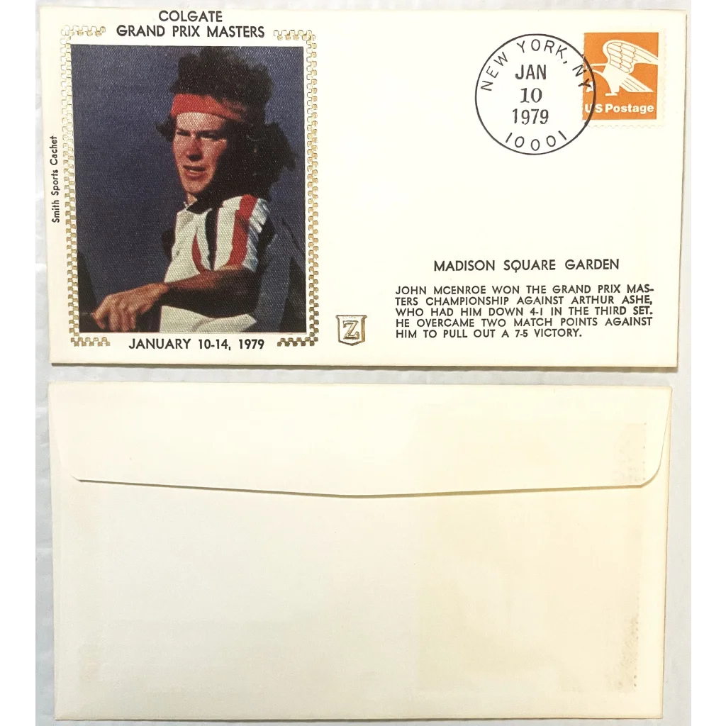 Vintage 1979 🎾 John McEnroe Embossed Stamped Envelope First Rookie Masters Win! Collectibles Antique Collectible