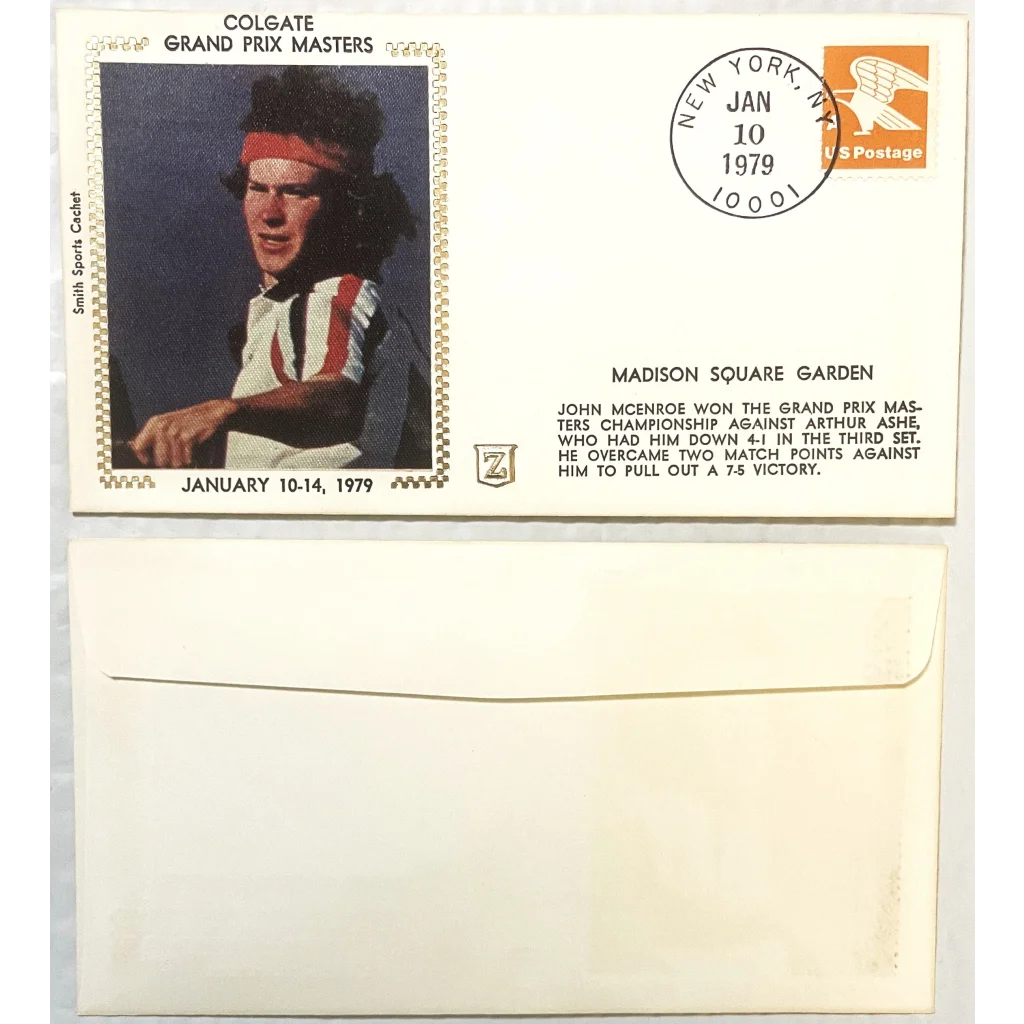 Vintage 1979 🎾 John McEnroe Embossed Stamped Envelope First Rookie Masters Win! Collectibles and Antique Gifts Home