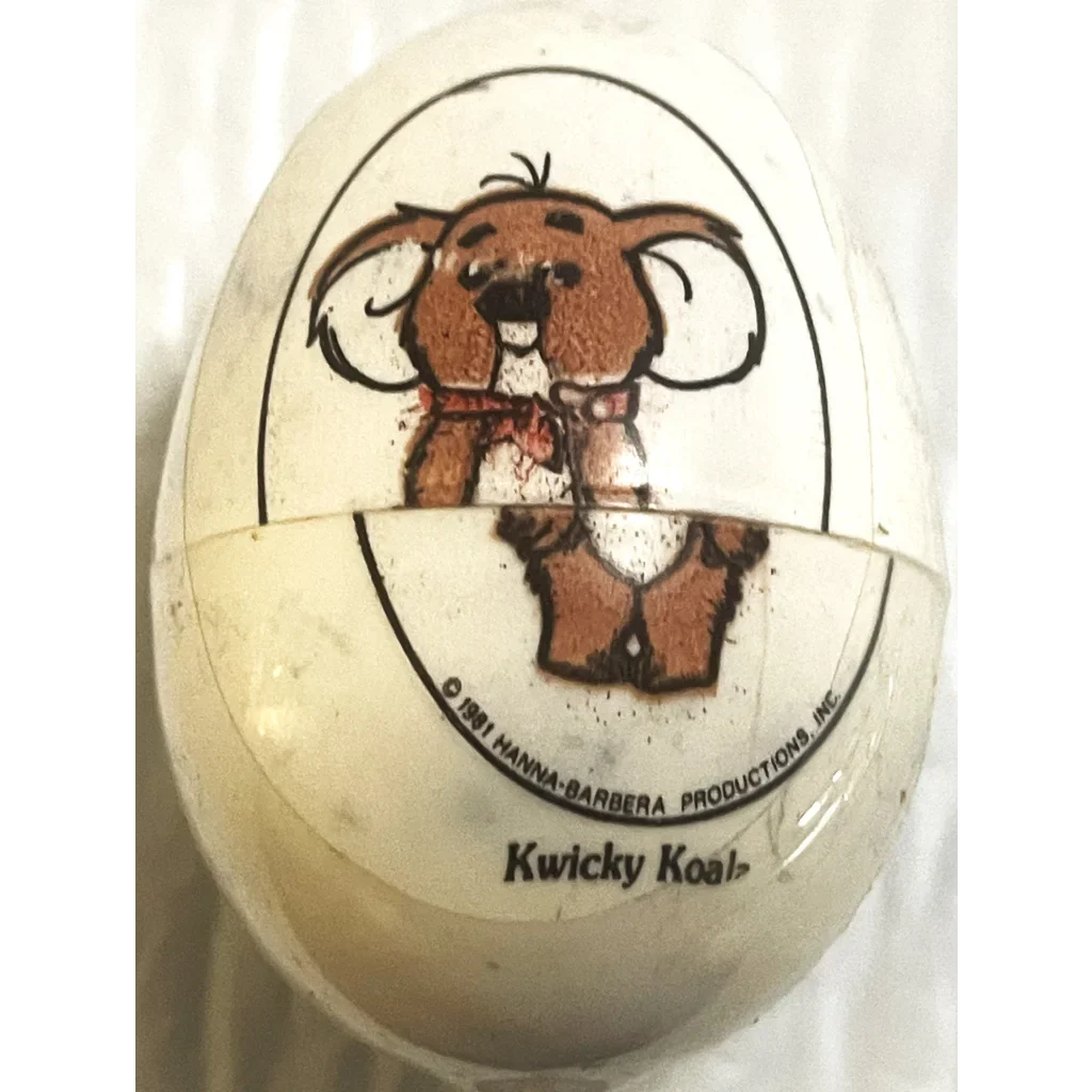 Egg-shaped Hanna Barbera plastic featuring Kwicky Koala cartoon character design