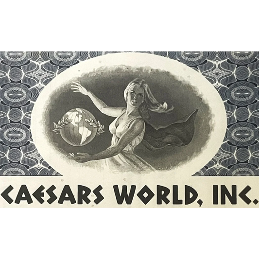 Vintage 1980 Caesars World Casino Stock Certificate! First and Original RIP 1999 Collectibles Antique Gifts Home page