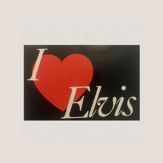 Vintage Love Elvis Postcard with I Love Elvis Sticker for Elvis fans and collectors