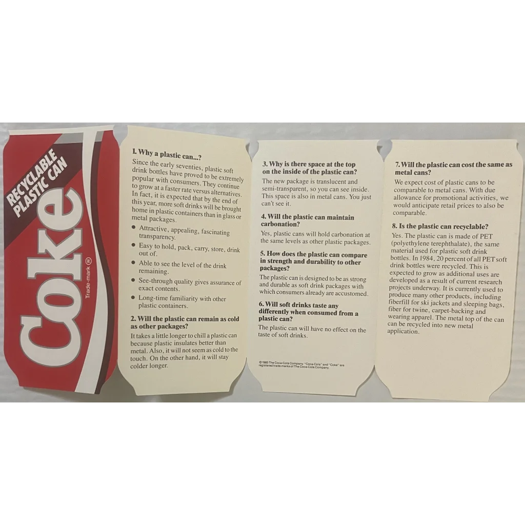 Vintage 1980s Coke Coca Cola Plastic Can Pamphlet Biggest Flop in History? Advertisements Antique Collectible Items