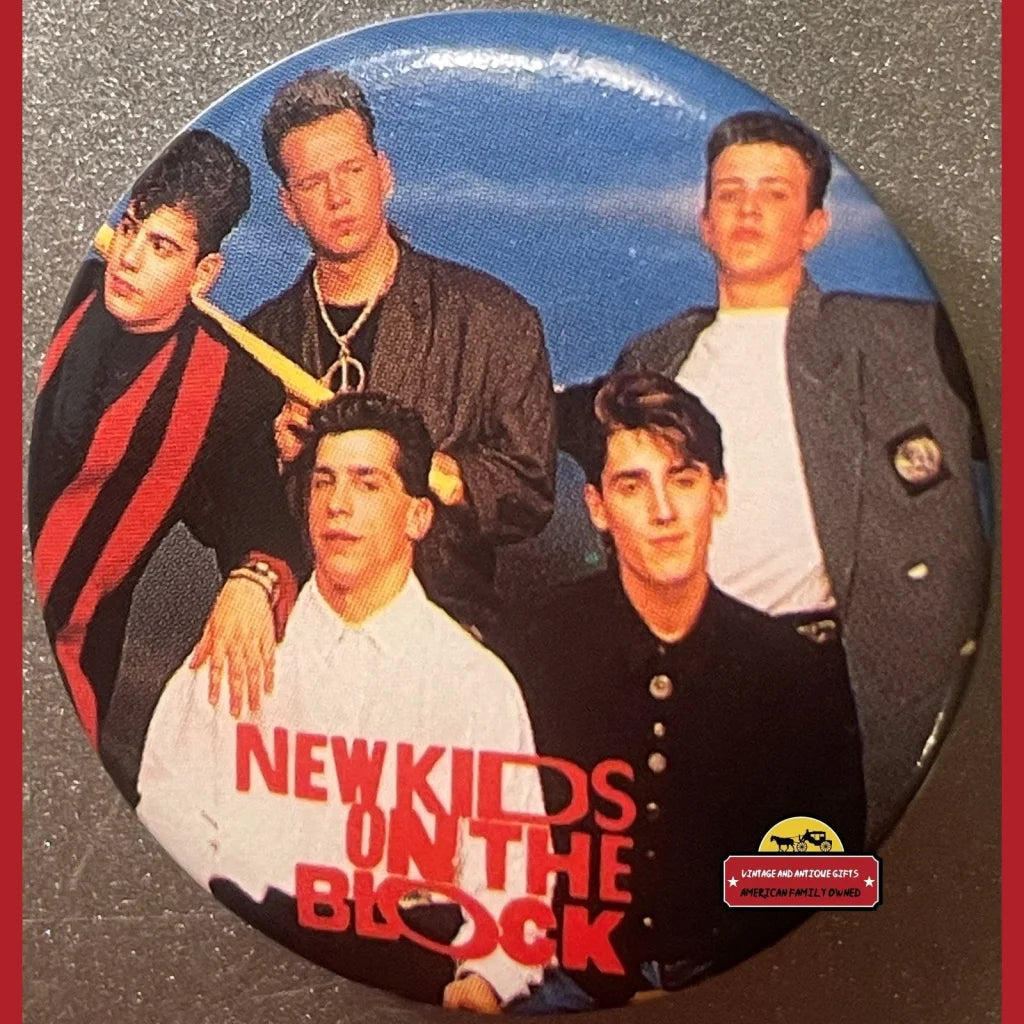 Vintage 1980s New Kids on The Block Band Picture Pin Boston MA NKOTB Bat Advertisements and Antique Gifts Home page