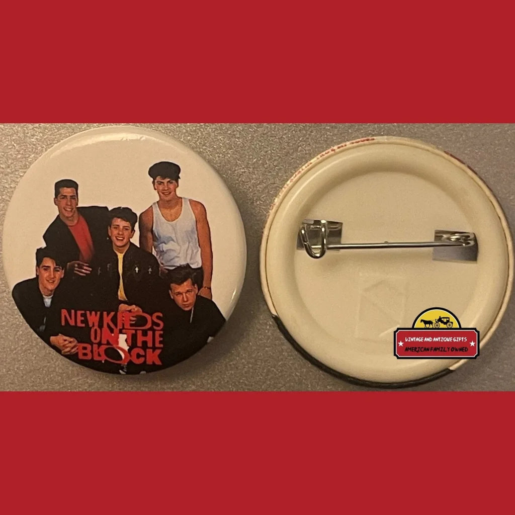 Vintage 1980s New Kids on The Block Pin Band Picture Boston MA NKOTB Tshirt Advertisements Antique Collectible Items