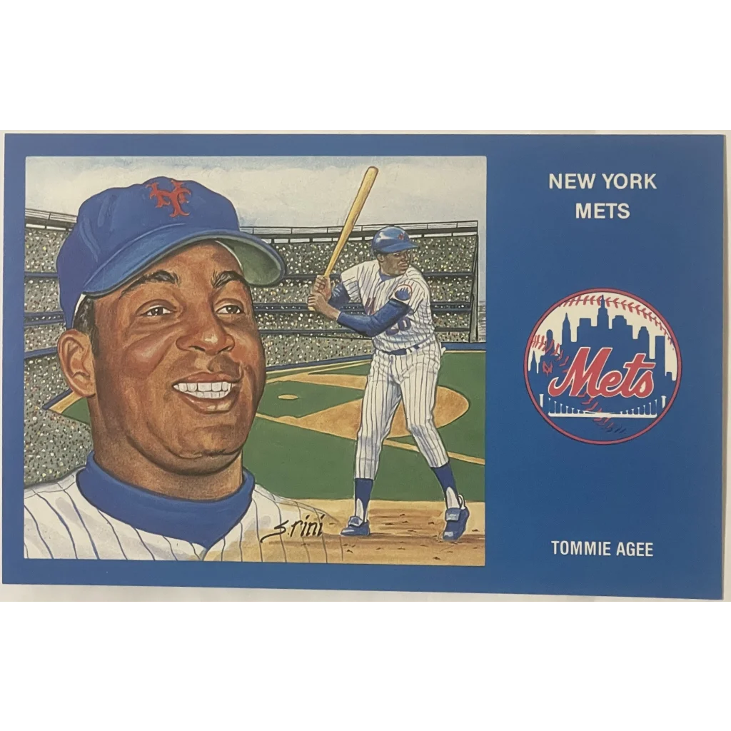 Vintage ⚾ 1980s Limited Edition Only 5000 Ever! 1969 Tommie Agee NY Mets Postcard Collectibles Rare - Memorabilia!