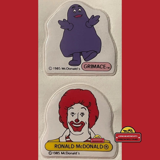 Vintage 1980s Mcdonald’s Ronald Mcdonald And Grimace Puffy Stickers Advertisements Rare McDonald’s & Stickers: 1985
