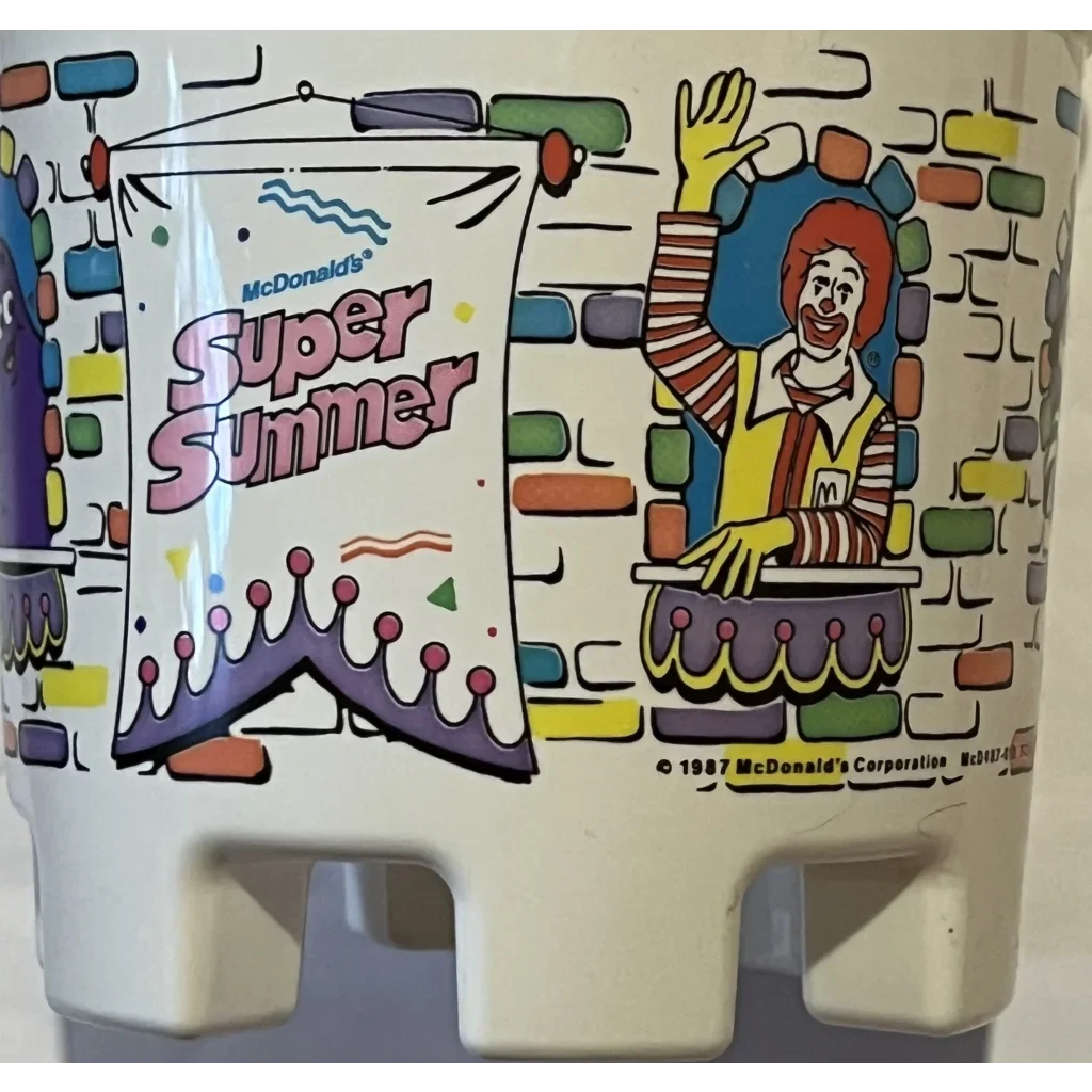 Vintage McDonald’s cup with colorful designs from the Super Summer Sandcastle Bucket