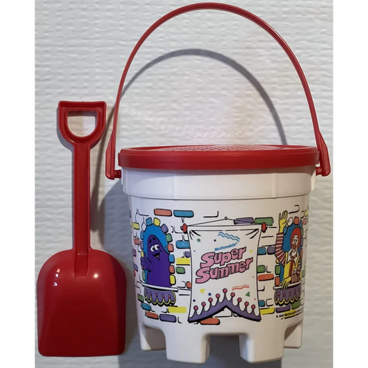 Colorful Retro McDonald’s Super Summer Sandcastle Bucket with characters and red shovel