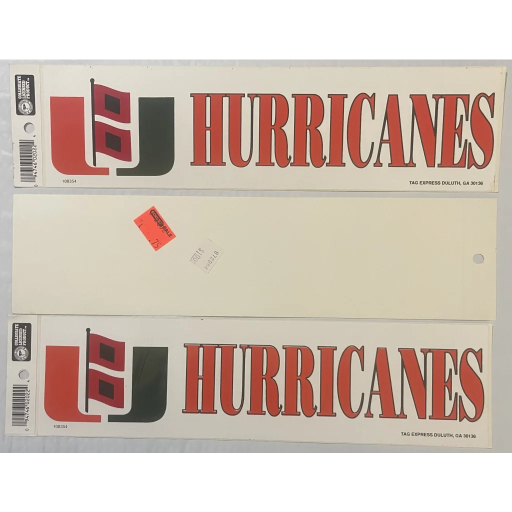 Vintage 1980s Miami Hurricanes Bumper Sticker Cane 🏈 Memorabilia of Glory Days! Collectibles Antique Collectible